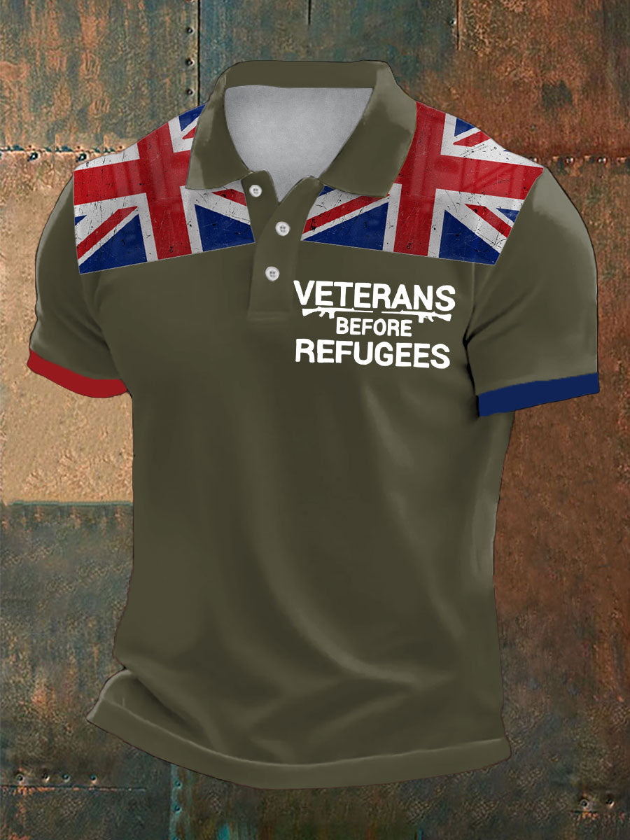 Men's UK Immigration Veterans Before Refugees Printed Casual Tops
