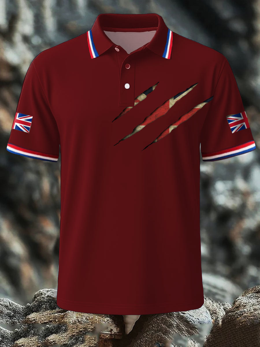 Men's UK Flag Printed Polo Shirt