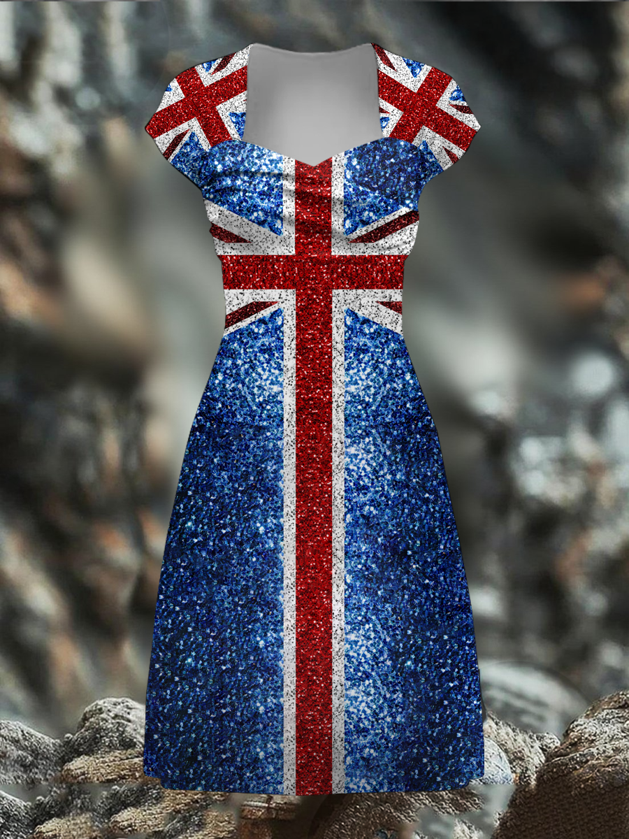 Women's Shiny UK Flag Pride Printed Dress
