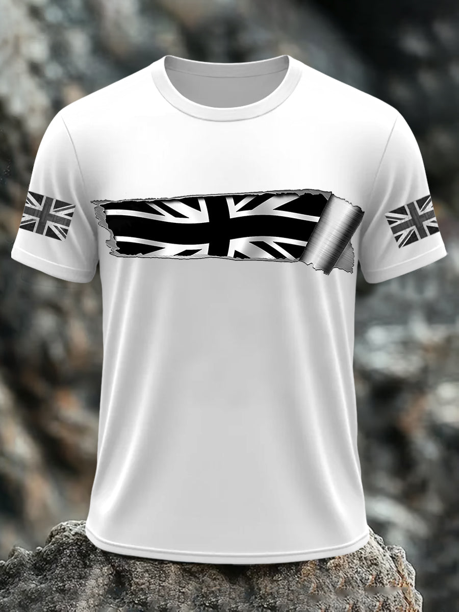 Men's UK Flag Print Casual Short Sleeve Tee