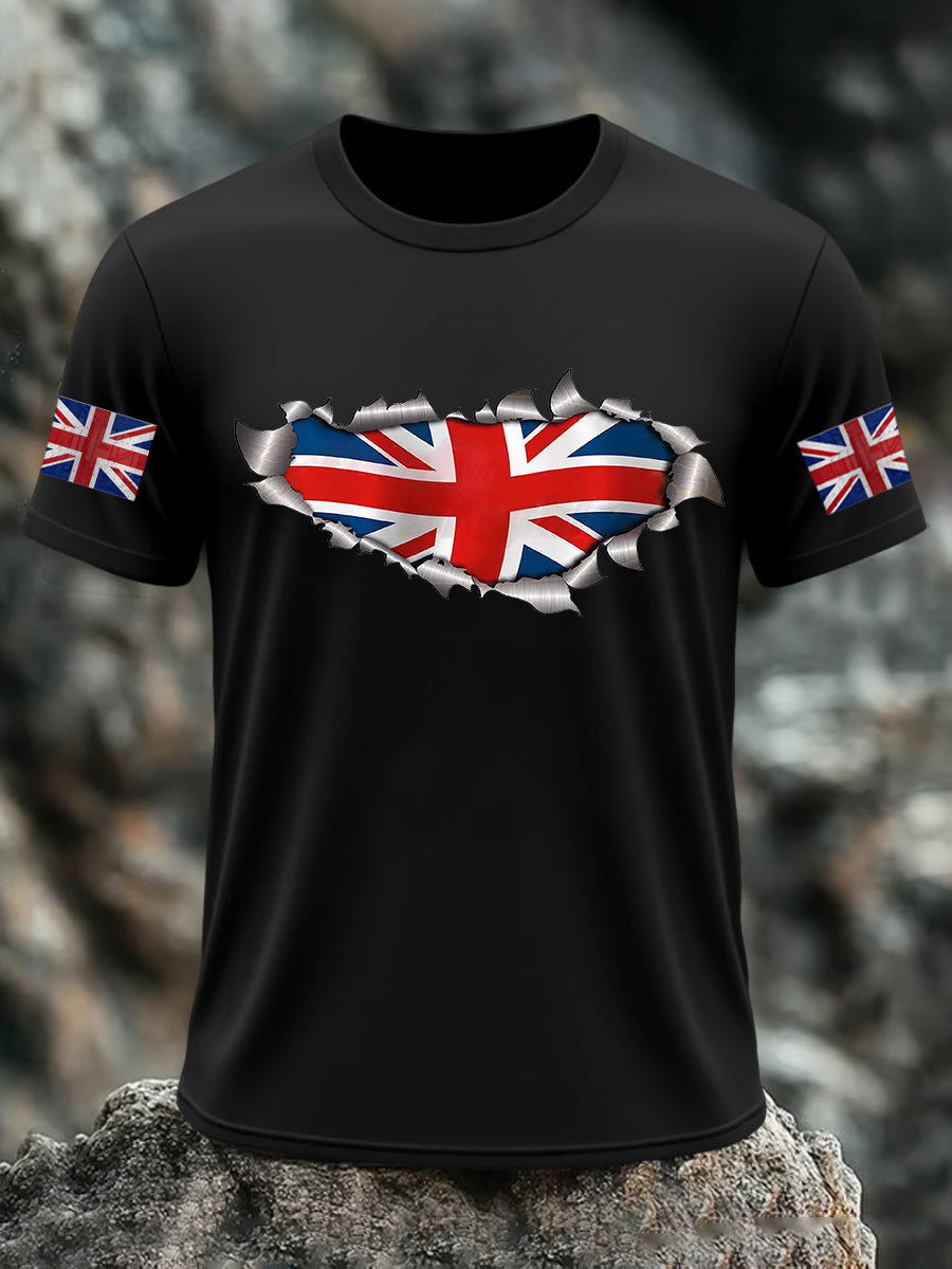Men's UK Flag Print Casual Short Sleeve Tee