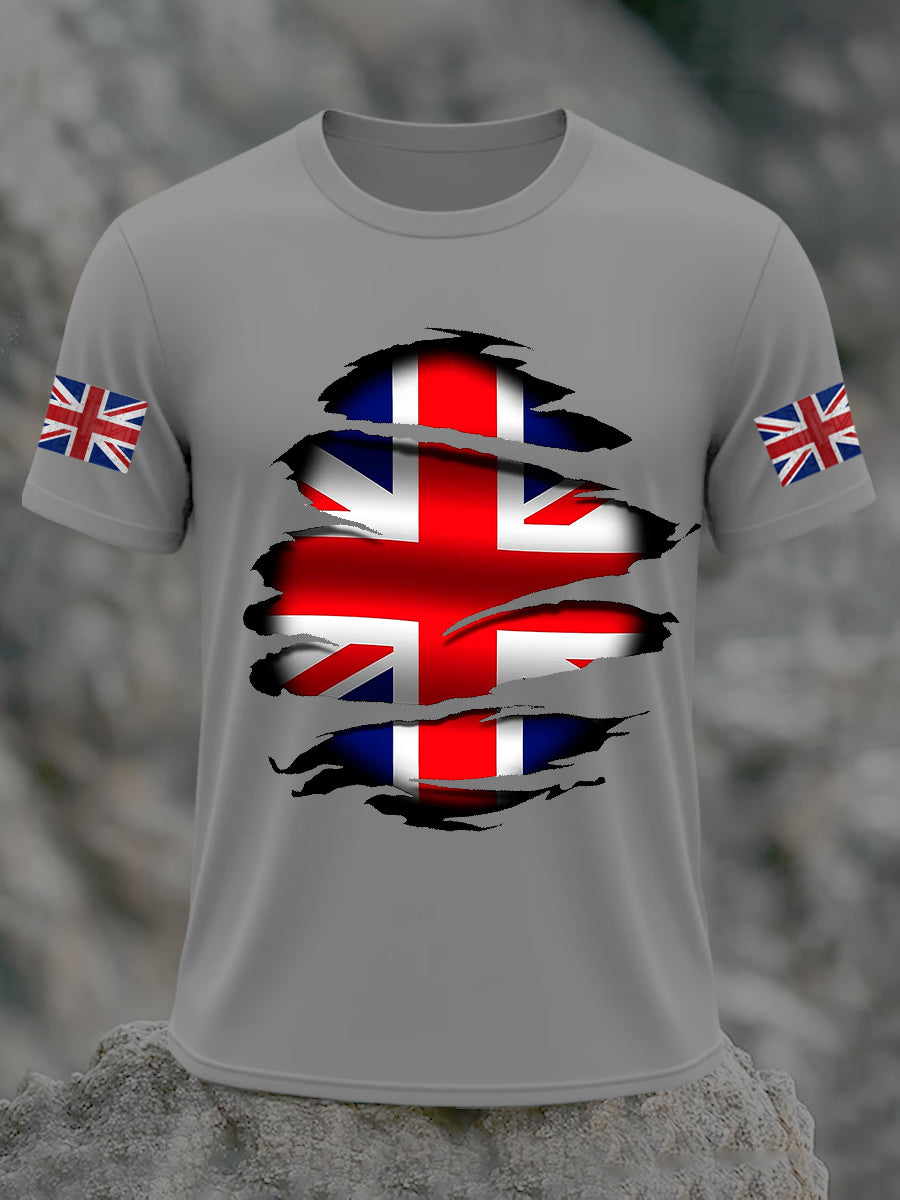 Men's UK Flag Print Casual Short Sleeve Tee