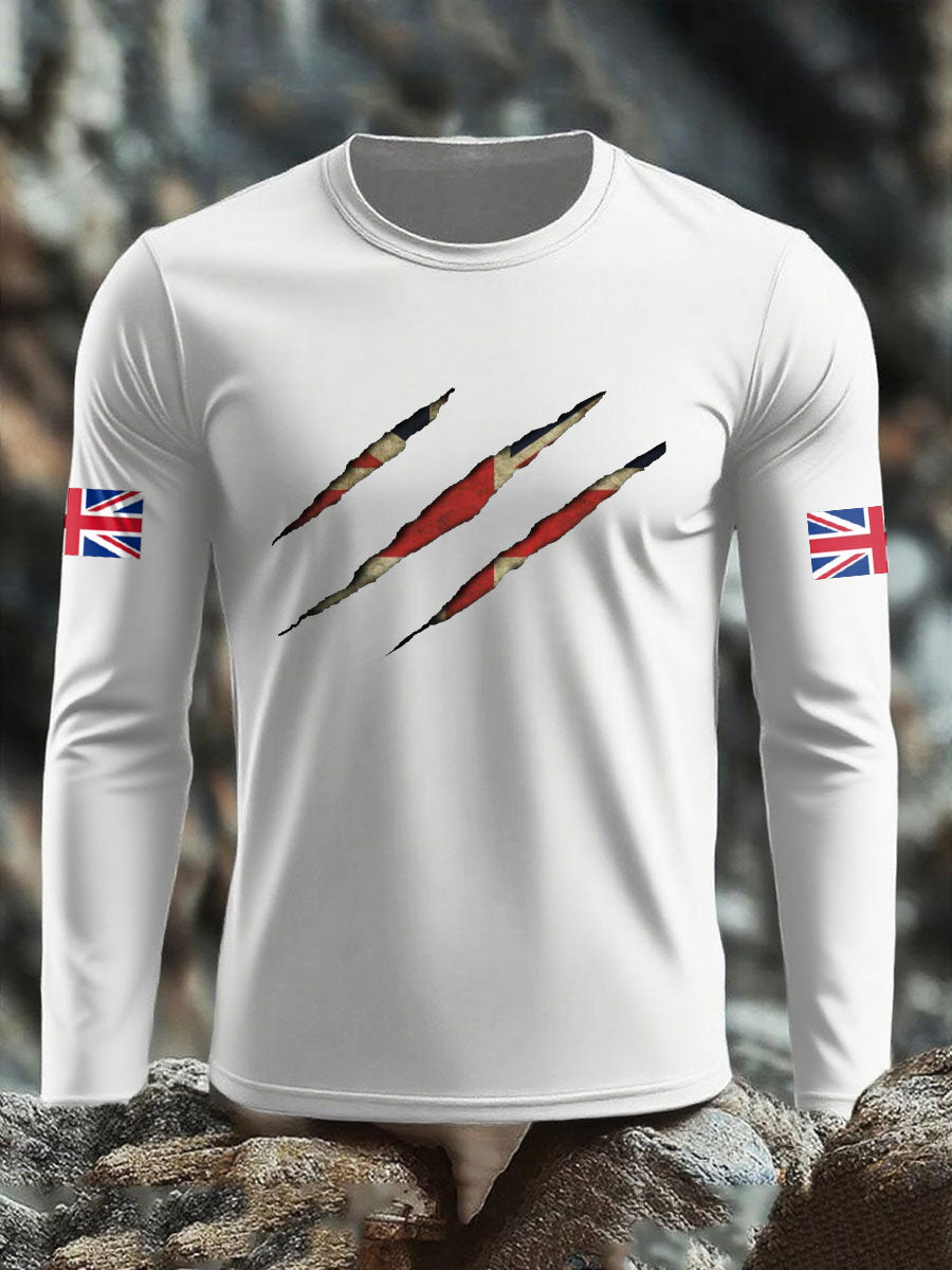 Men's UK Flag Printed Long Sleeve T-shirt