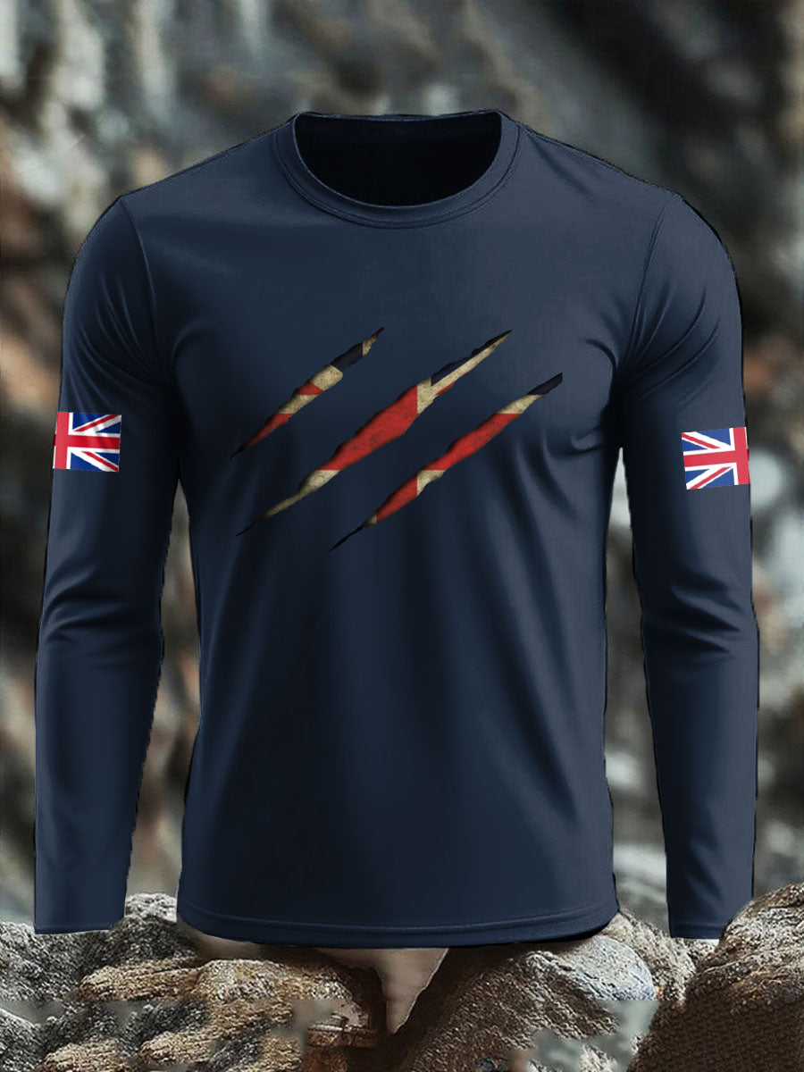 Men's UK Flag Printed Long Sleeve T-shirt