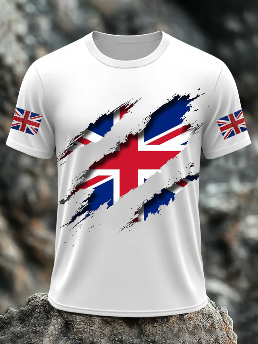 Men's UK Flag Print Casual Short Sleeve Tee