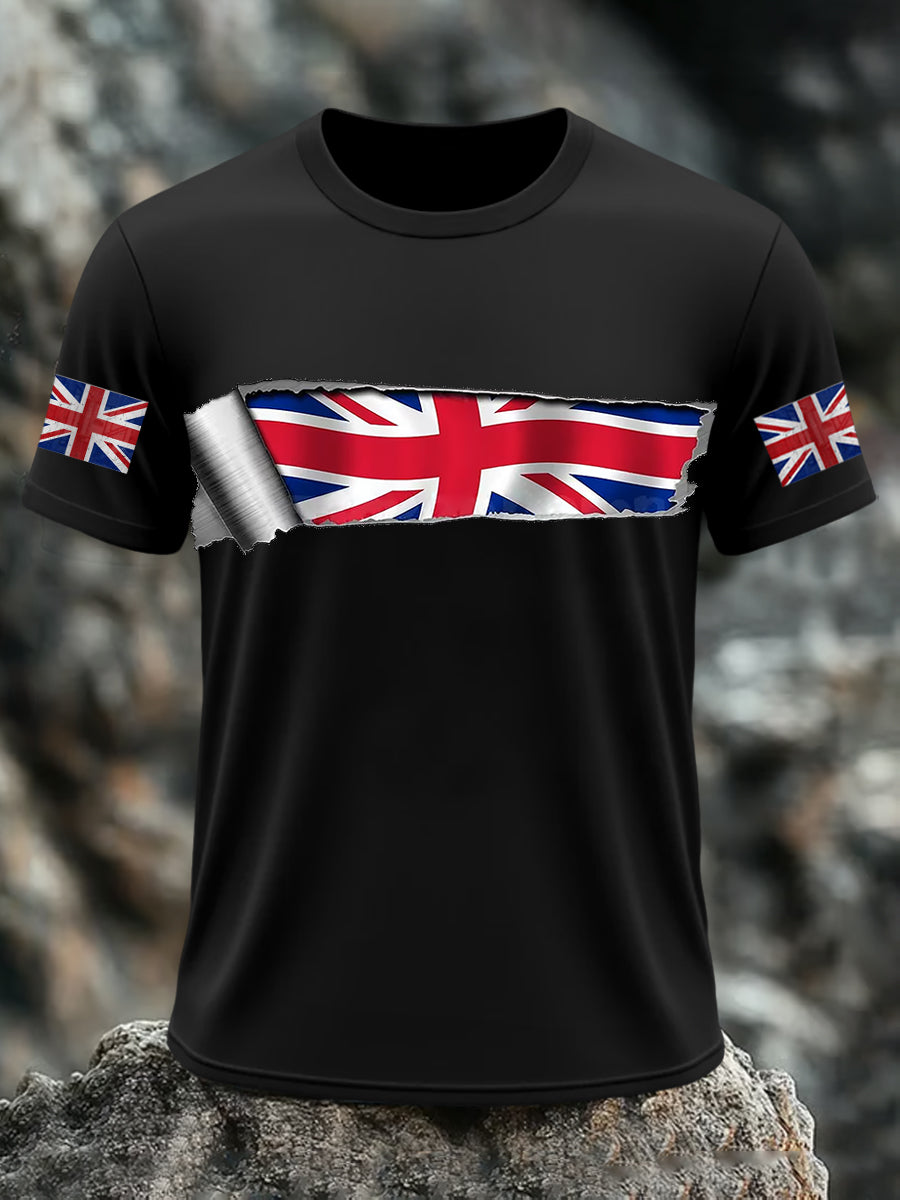 Men's UK Flag Print Casual Short Sleeve Tee