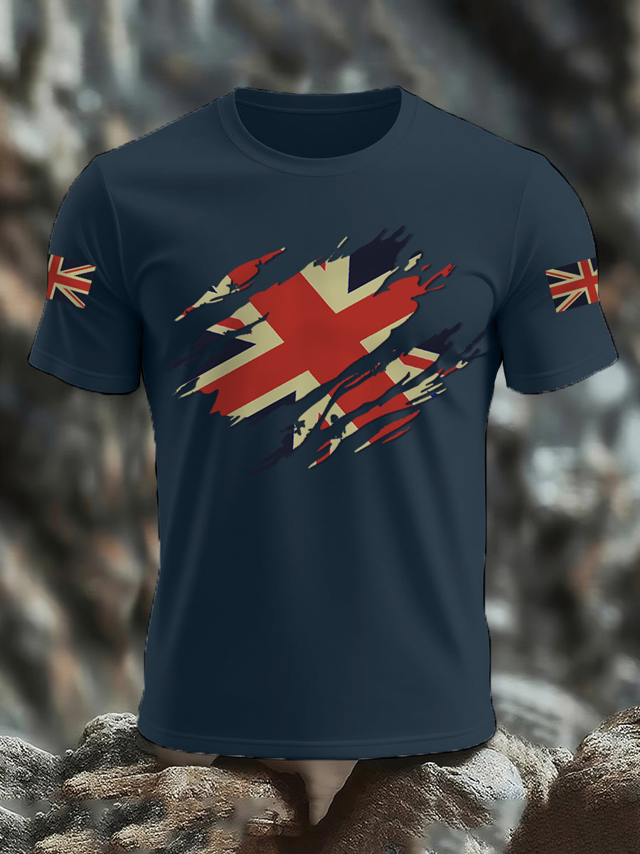 Men's UK Flag Print Casual Tee