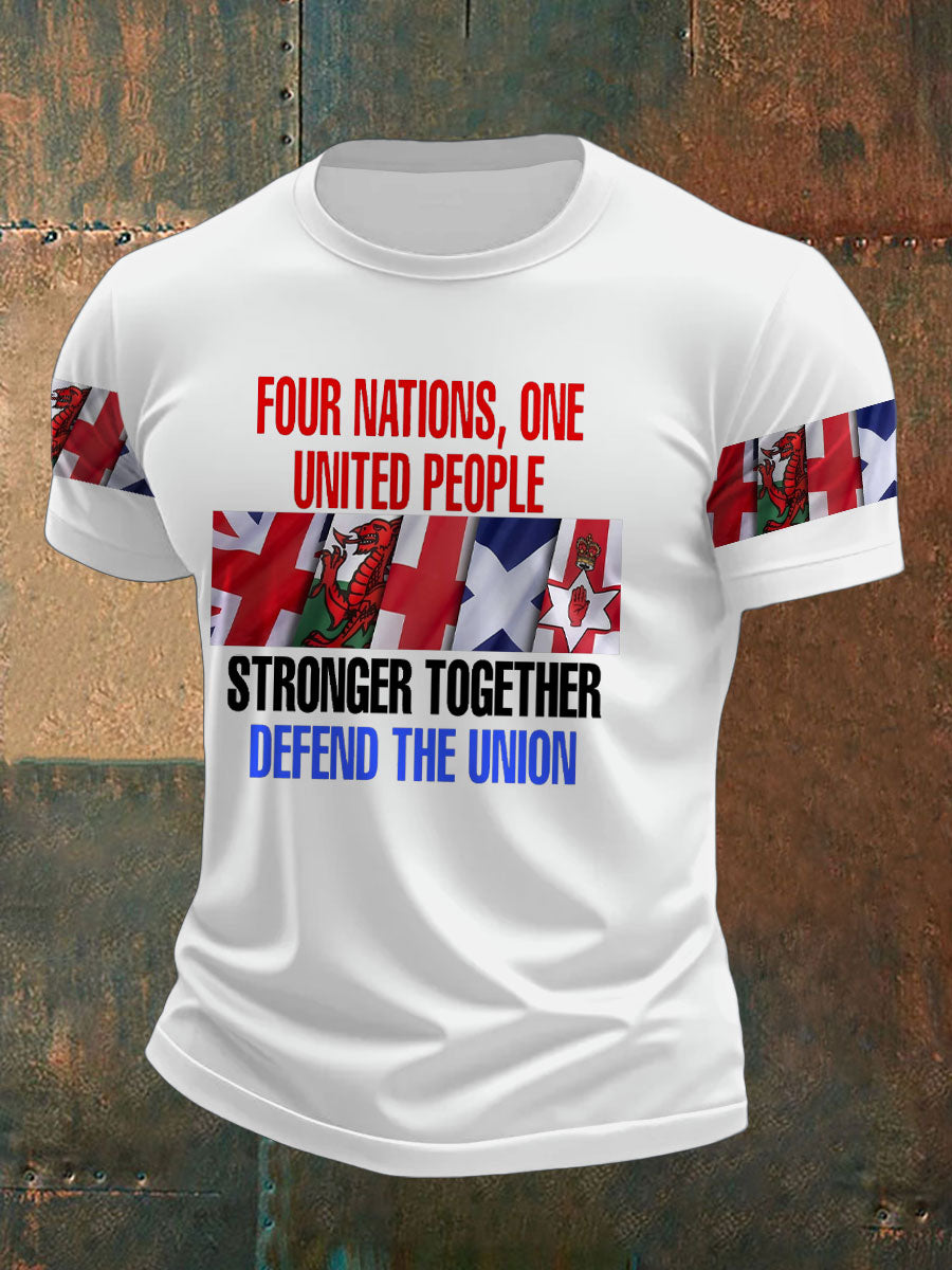 Men's UK Flag Immigration Stronger Together Printed T-shirt