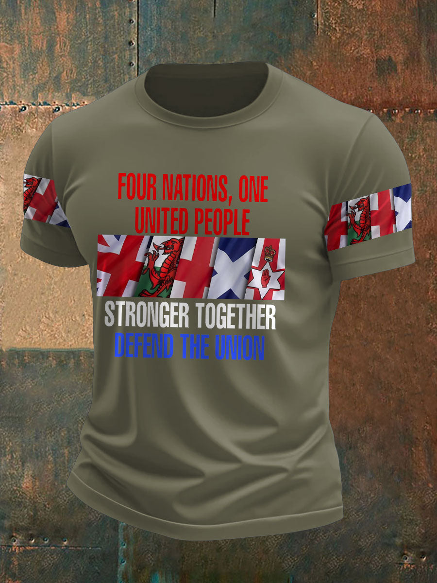 Men's UK Flag Immigration Stronger Together Printed T-shirt