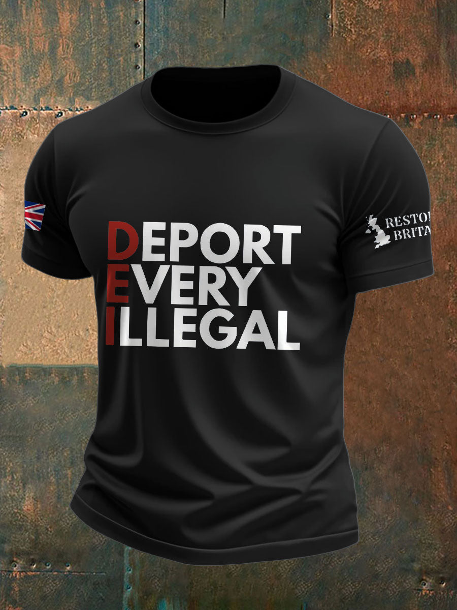 Men's UK Flag Immigration Printed T-shirt