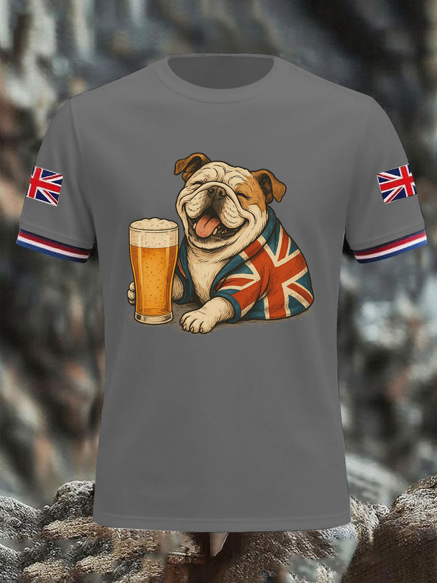 Men's Vintage England Flag Casual Printed T-shirt