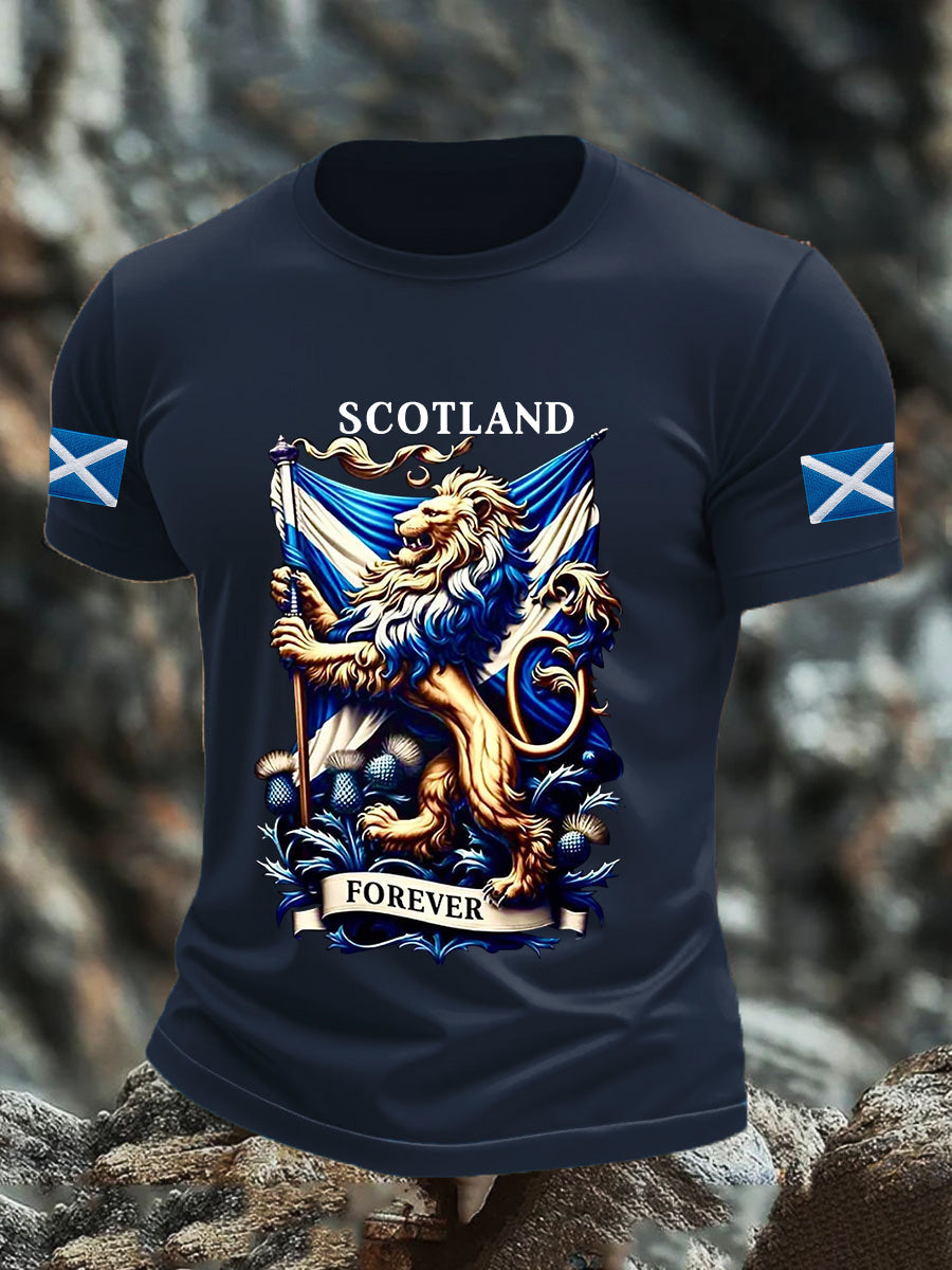 Men's Scotland Flag Proud The Brave Printed Casual Short Sleeve T-shirt