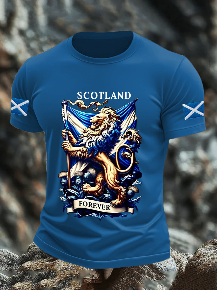 Men's Scotland Flag Proud The Brave Printed Casual Short Sleeve T-shirt