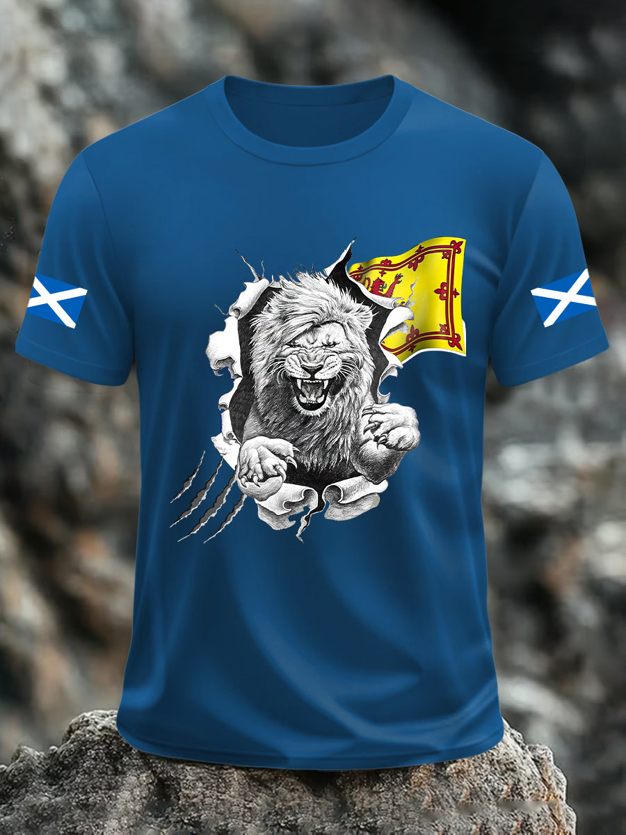 Men's Scotland Flag Proud The Brave Printed Casual Short Sleeve T-shirt