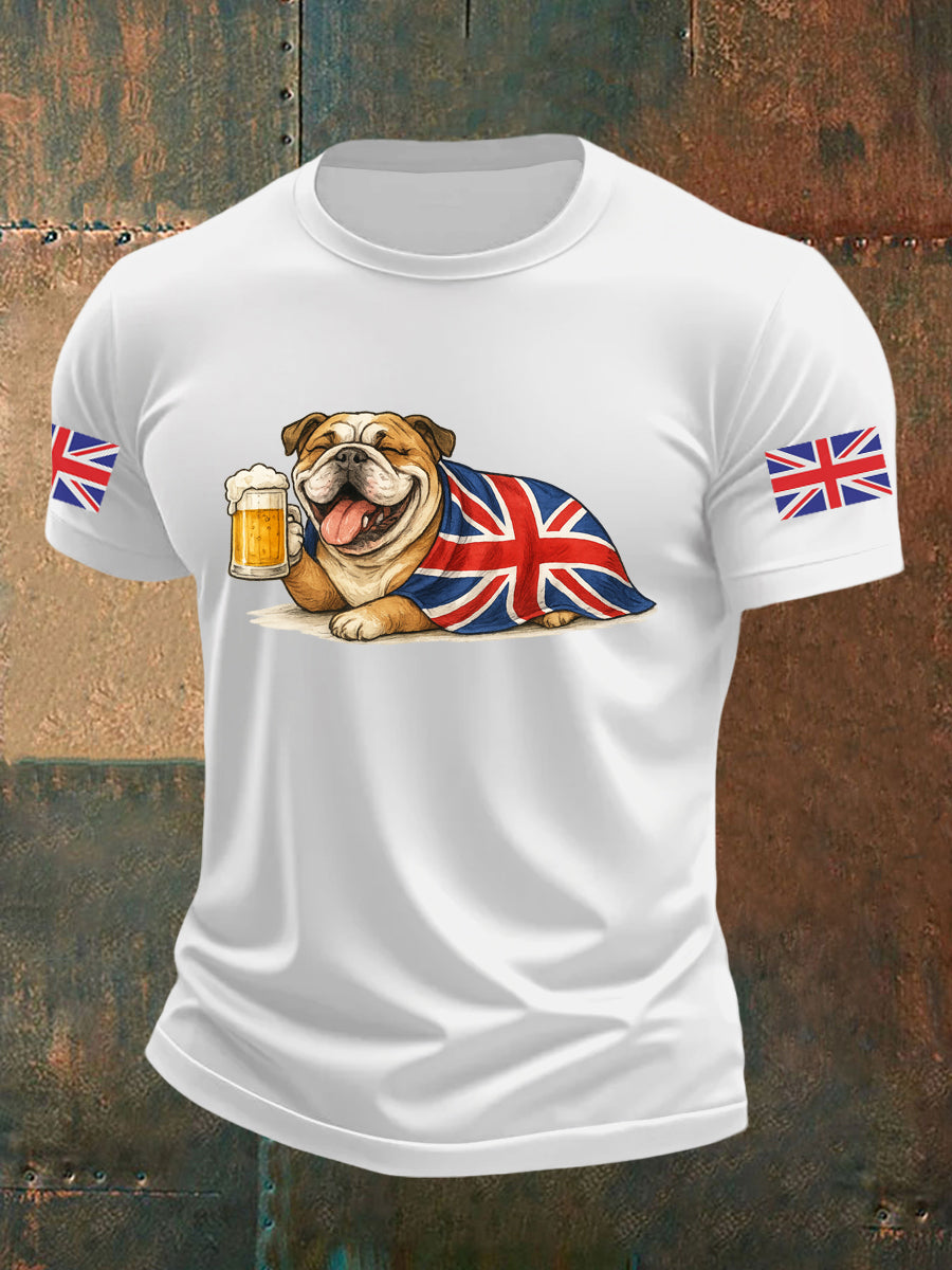 Men's Vintage England Flag Casual Printed T-shirt