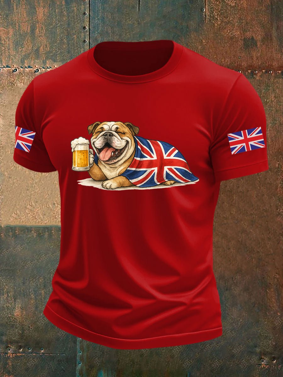 Men's Vintage England Flag Casual Printed T-shirt