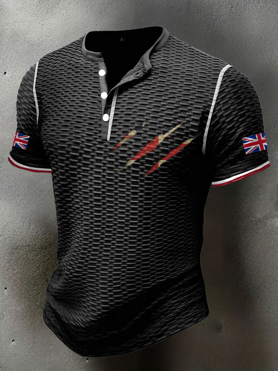Men's UK Flag Printed Casual Tops