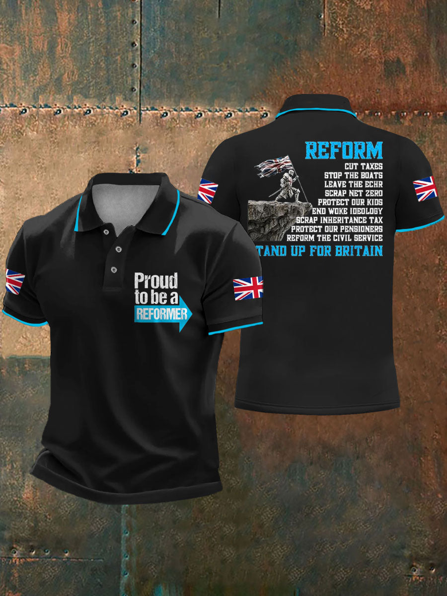 Men's UK Flag Reform Printed Casual Tops