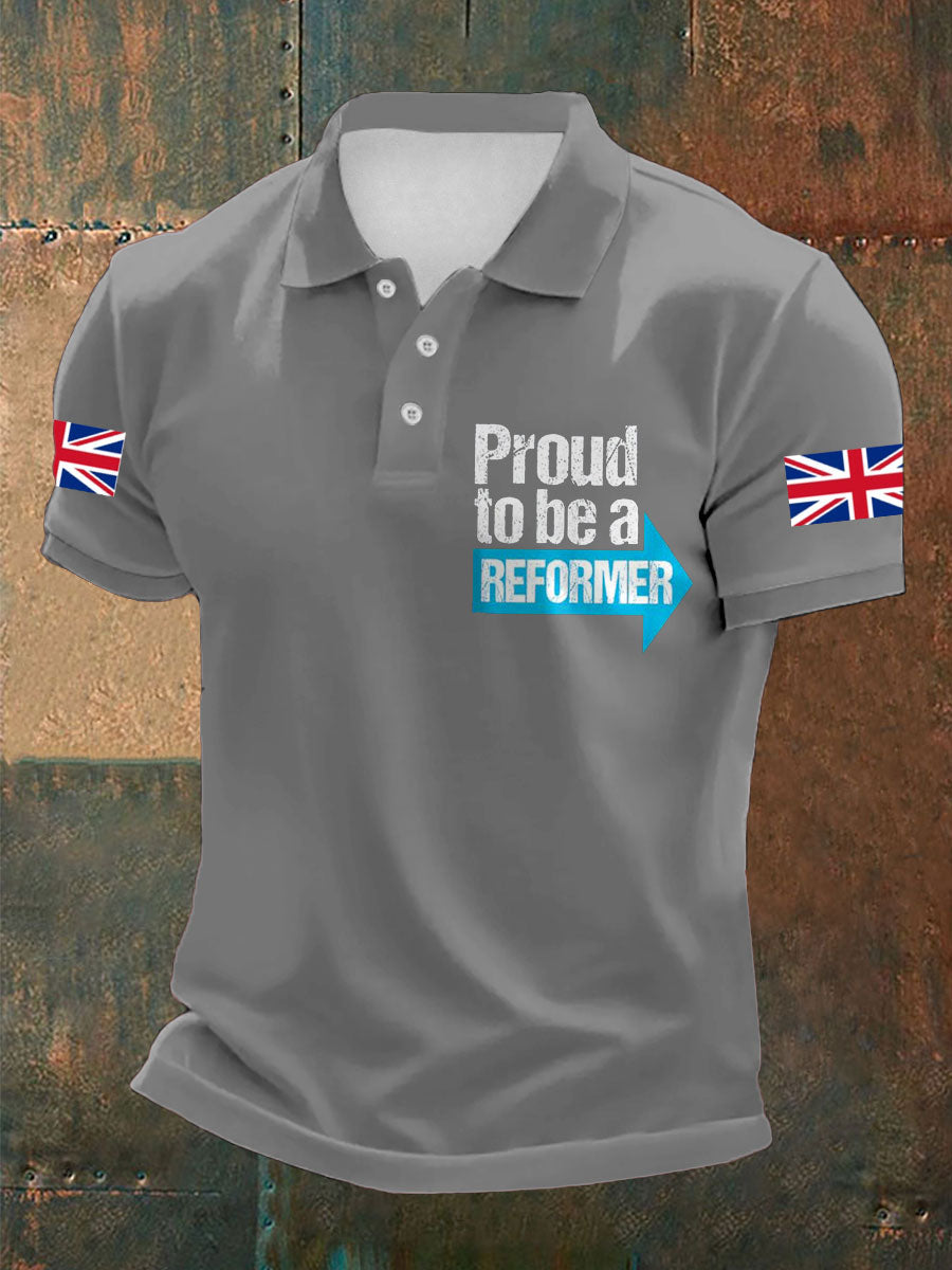 Men's UK Flag Reform Printed Casual Tops