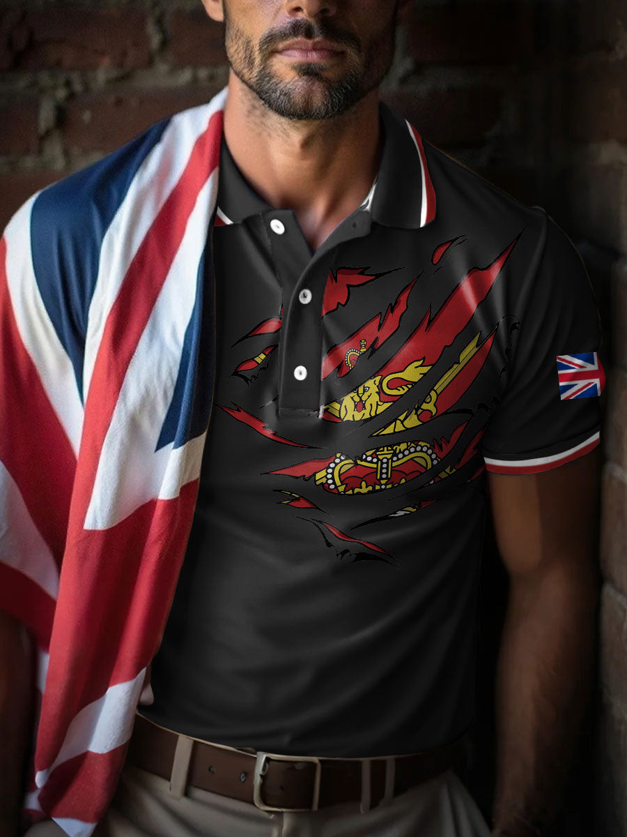 Men's UK Flag Art Printed Casual Tops