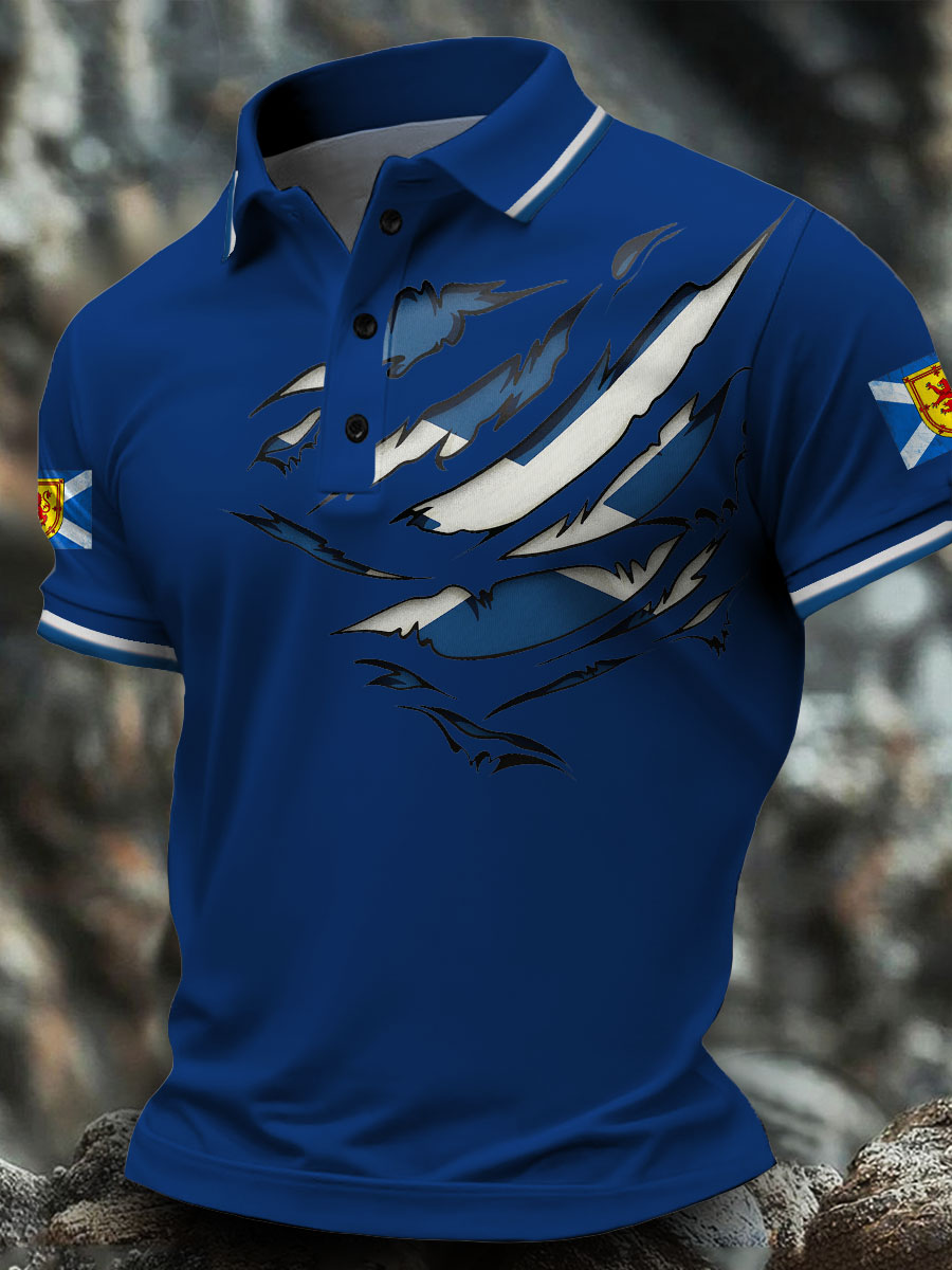 Men's Scotland Flag Art Printed Casual Tops