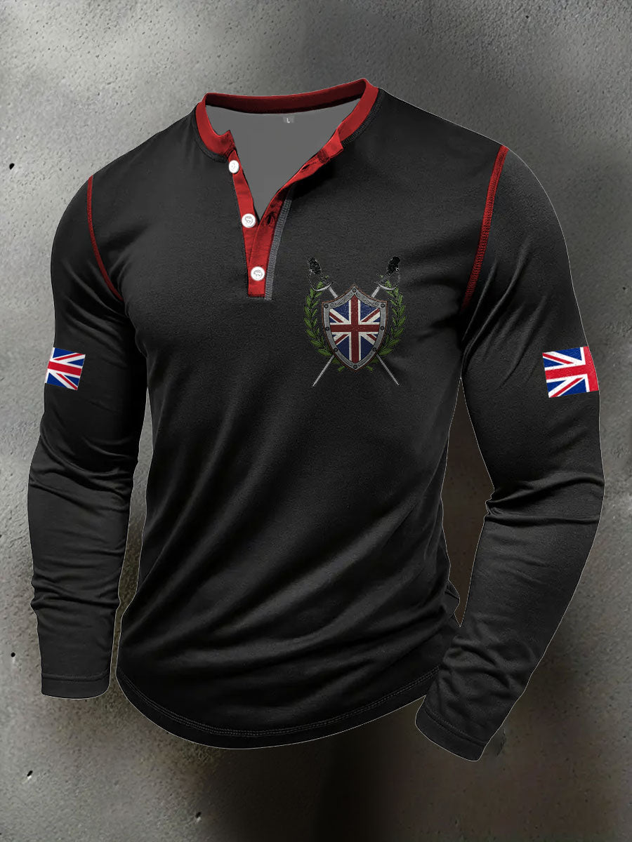 Men's UK Flag Art Printed Casual Tops