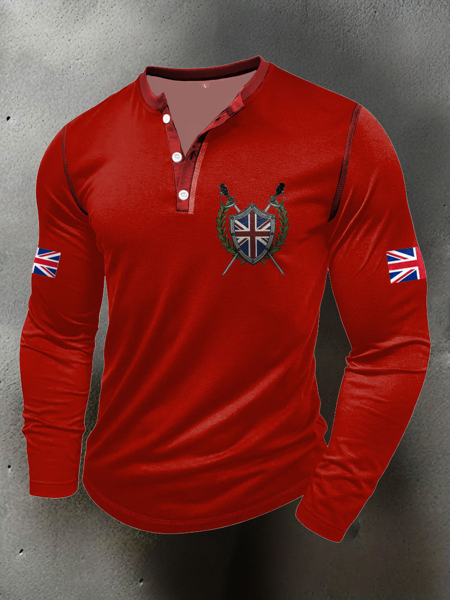 Men's UK Flag Art Printed Casual Tops