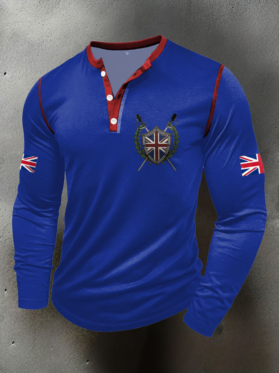Men's UK Flag Art Printed Casual Tops
