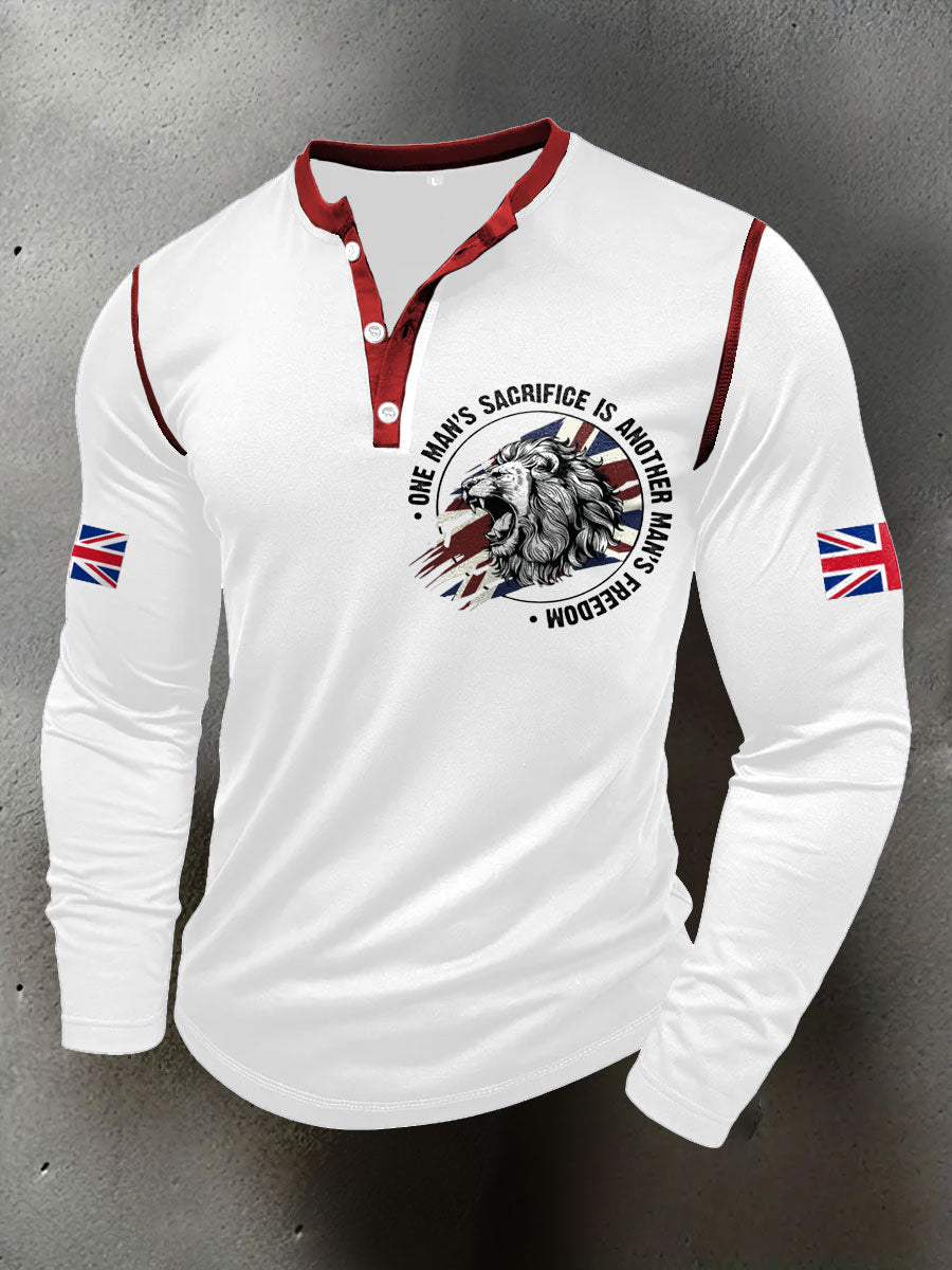 Men's UK Flag Art Printed Casual Tops