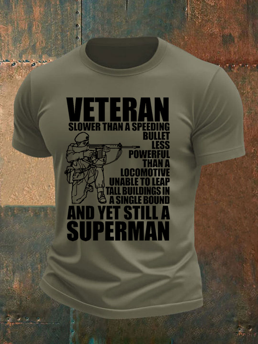 Men's Veteran imitation cotton short-sleeved T-shirt