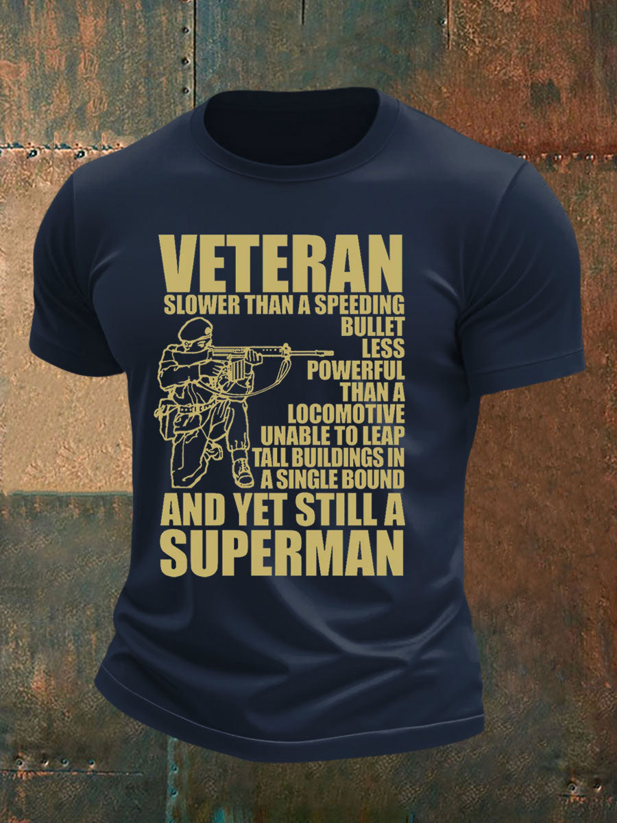 Men's Veteran imitation cotton short-sleeved T-shirt