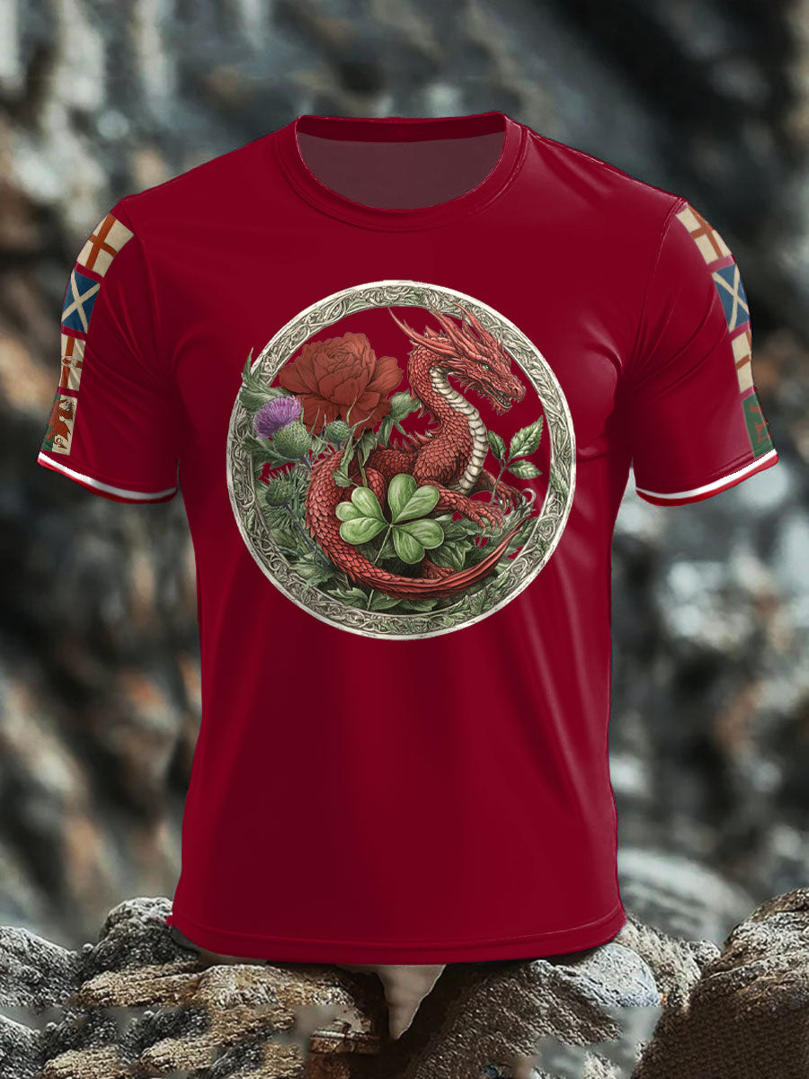 Men's UK Scotland England Northern Ireland Wales Flag Art Printed T-shirt