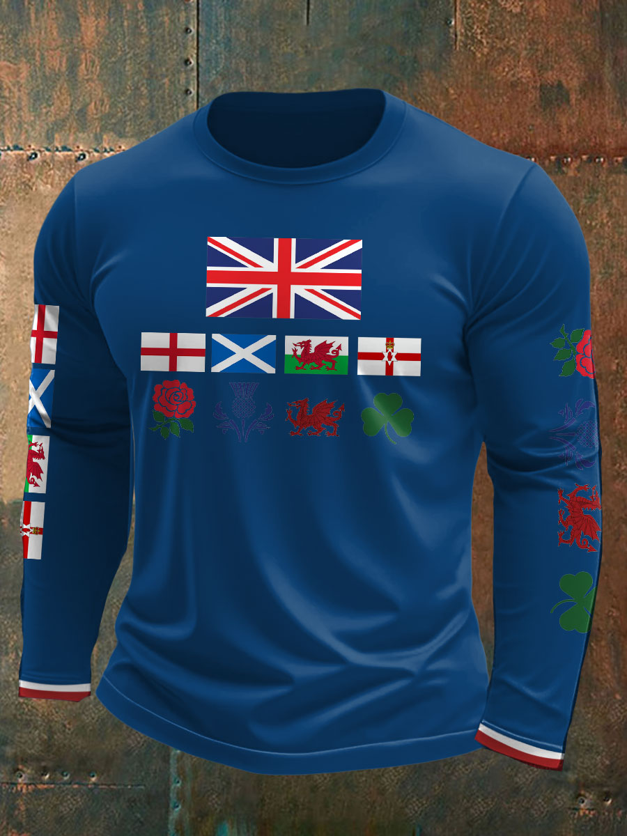 Men's UK Scotland England Northern Ireland Wales Flag Art Printed T-shirt