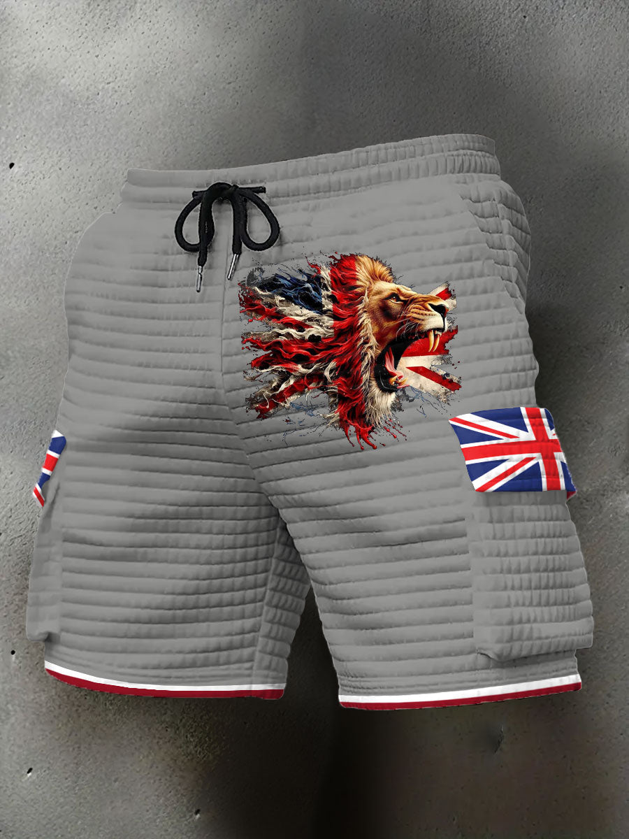 Men's UK Flag Lion Printed Shorts