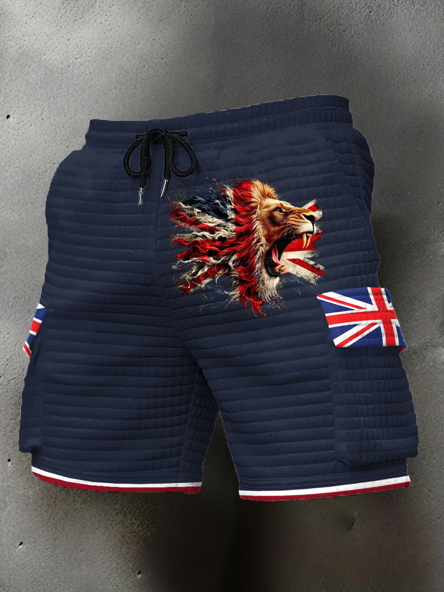 Men's UK Flag Lion Printed Shorts