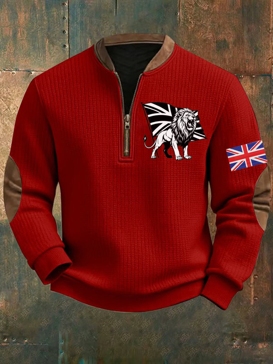 Men's Vintage England Flag Lion Printed Sweatshirt