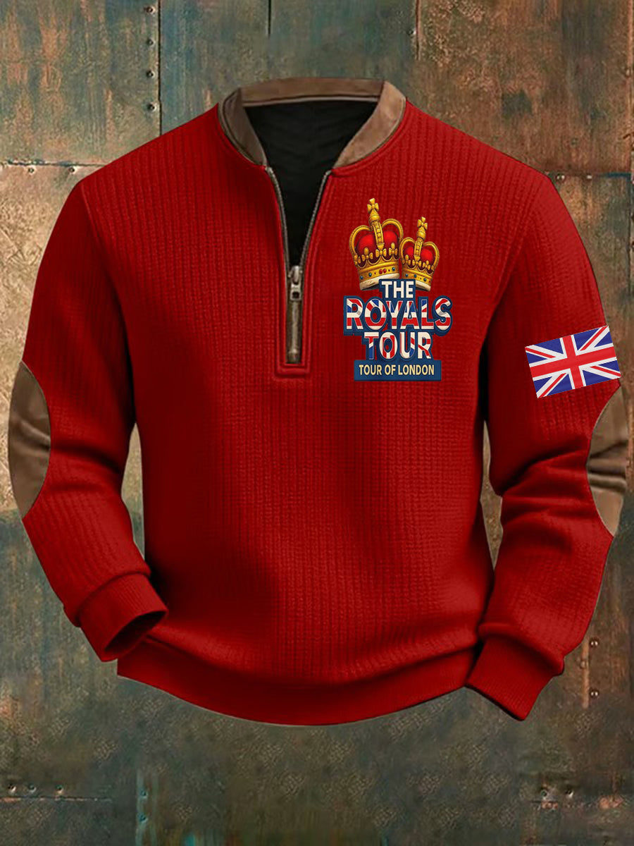 Men's Vintage England Flag The Royals Tour Printed Sweatshirt