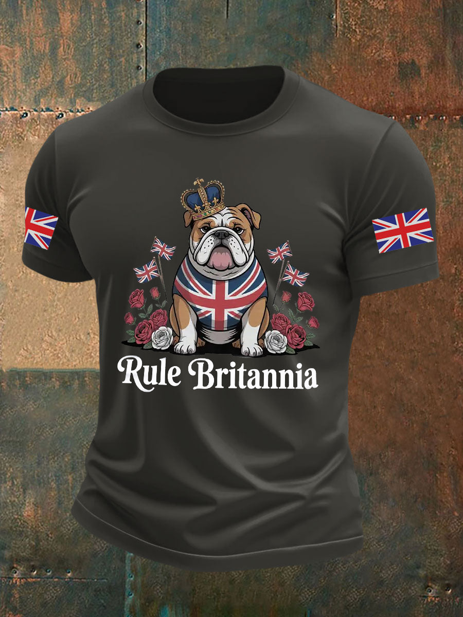 Men's Vintage England Flag Rule Britannia Printed T-shirt