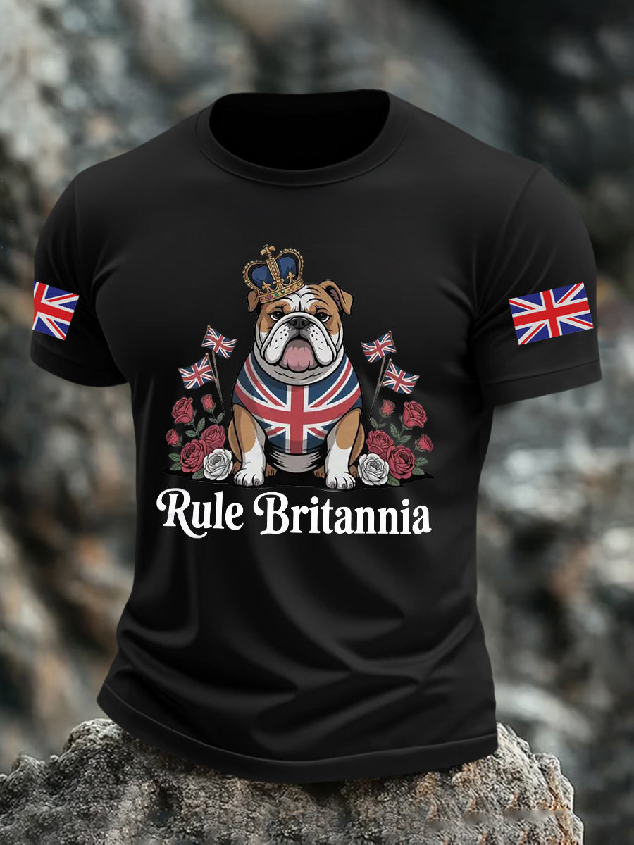 Men's Vintage England Flag Rule Britannia Printed T-shirt