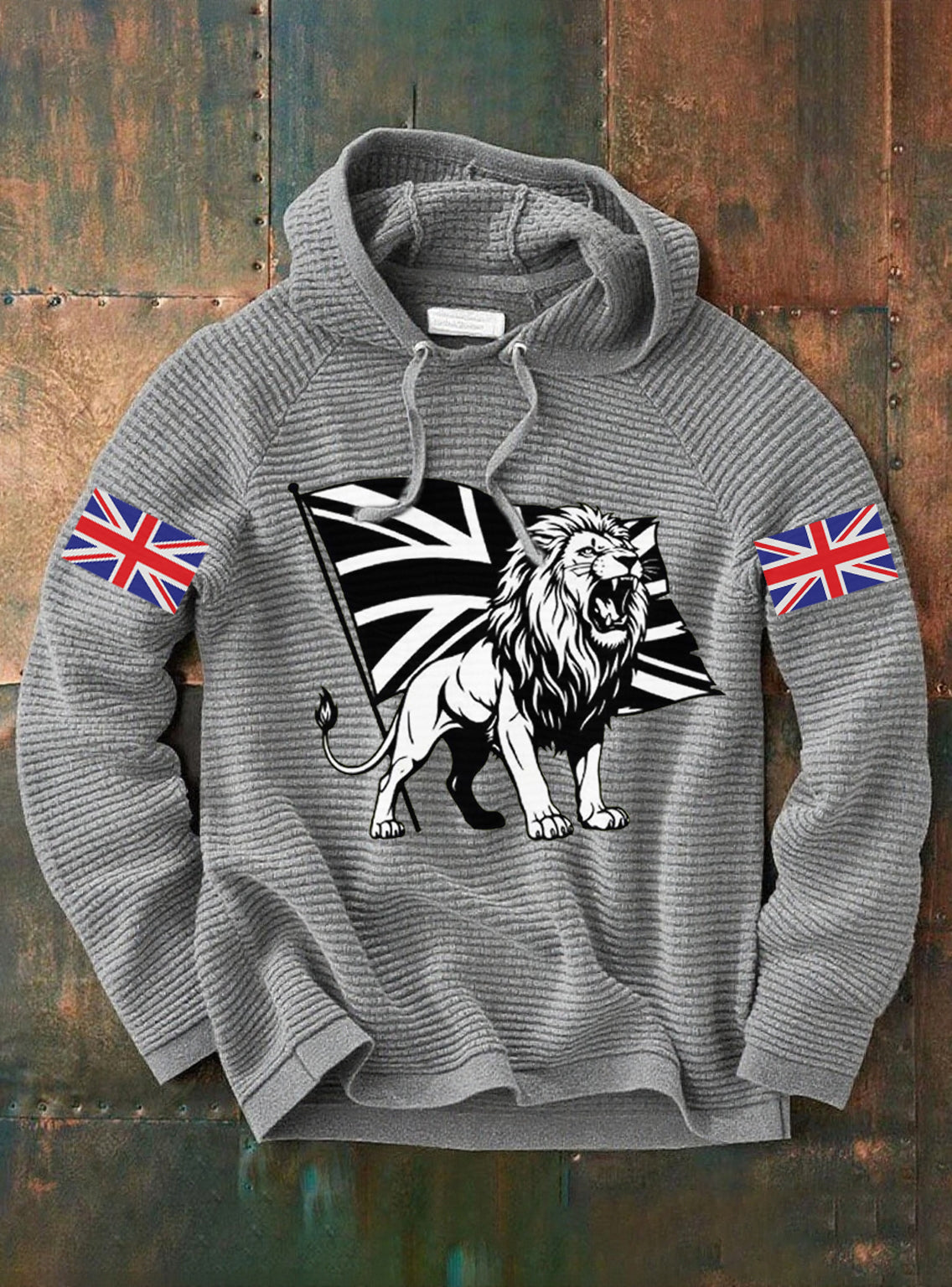 Men's Vintage England Flag Lion Printed Hoodie