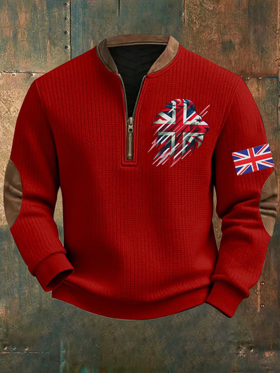 Men's Vintage England Flag Lion Printed Sweatshirt