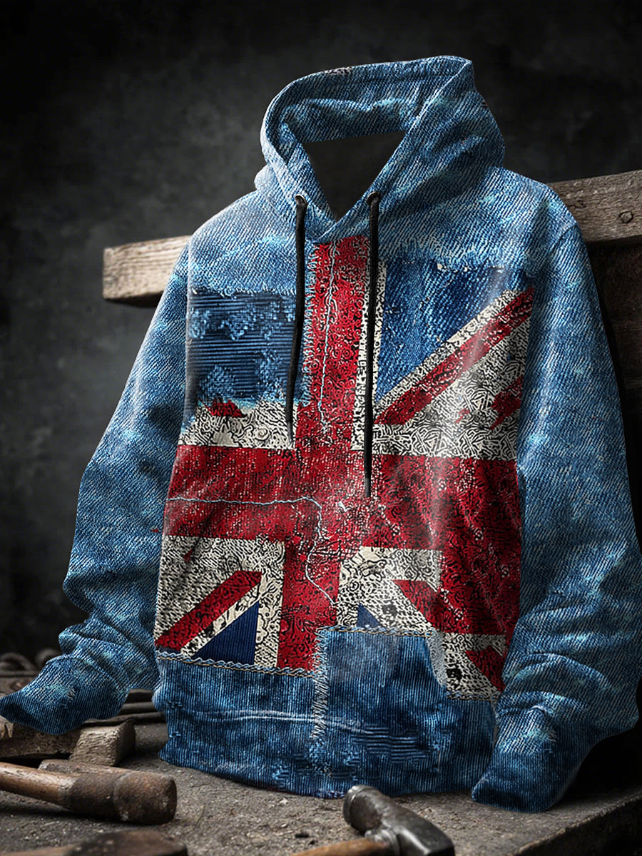 Men's UK Flag Drop-Shoulder Hoodie