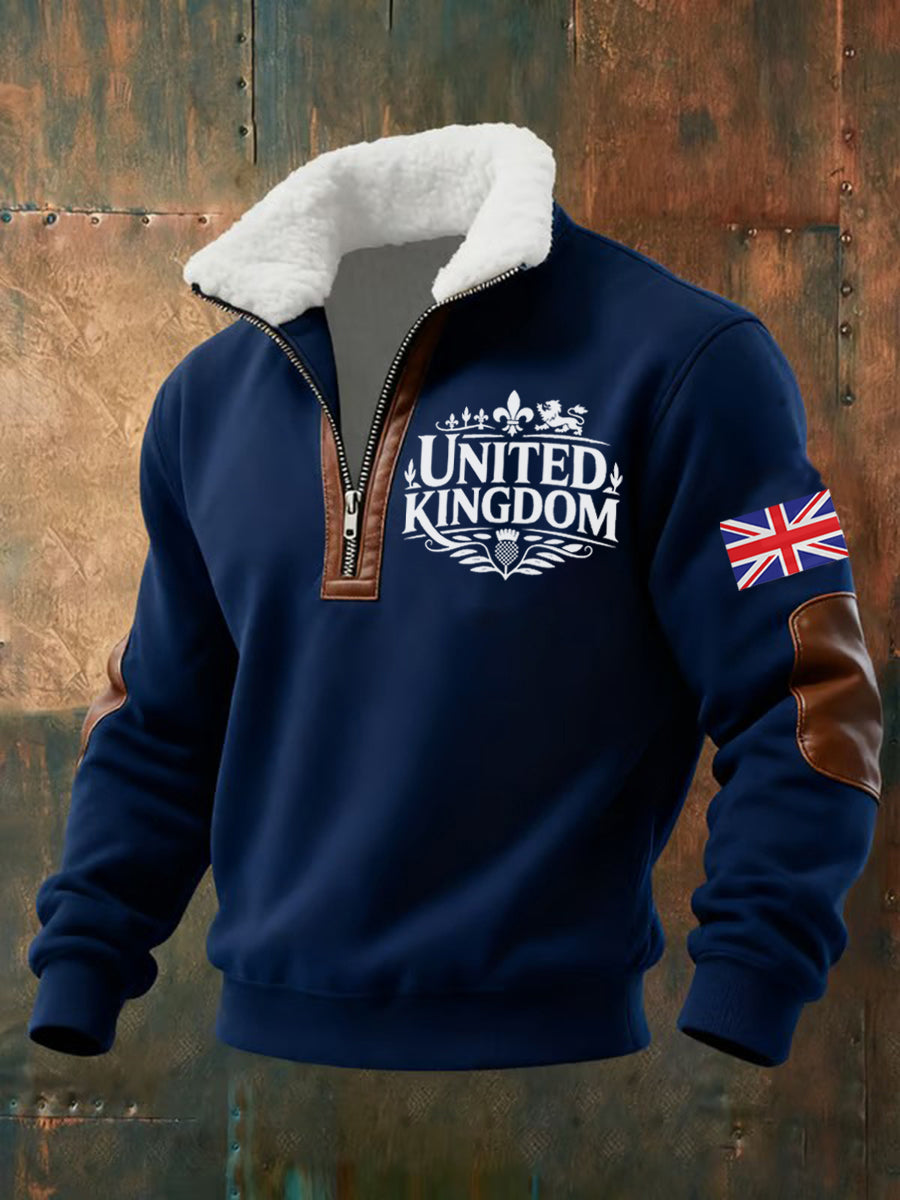 Men's Vintage England Flag Lion Printed Sweatshirt