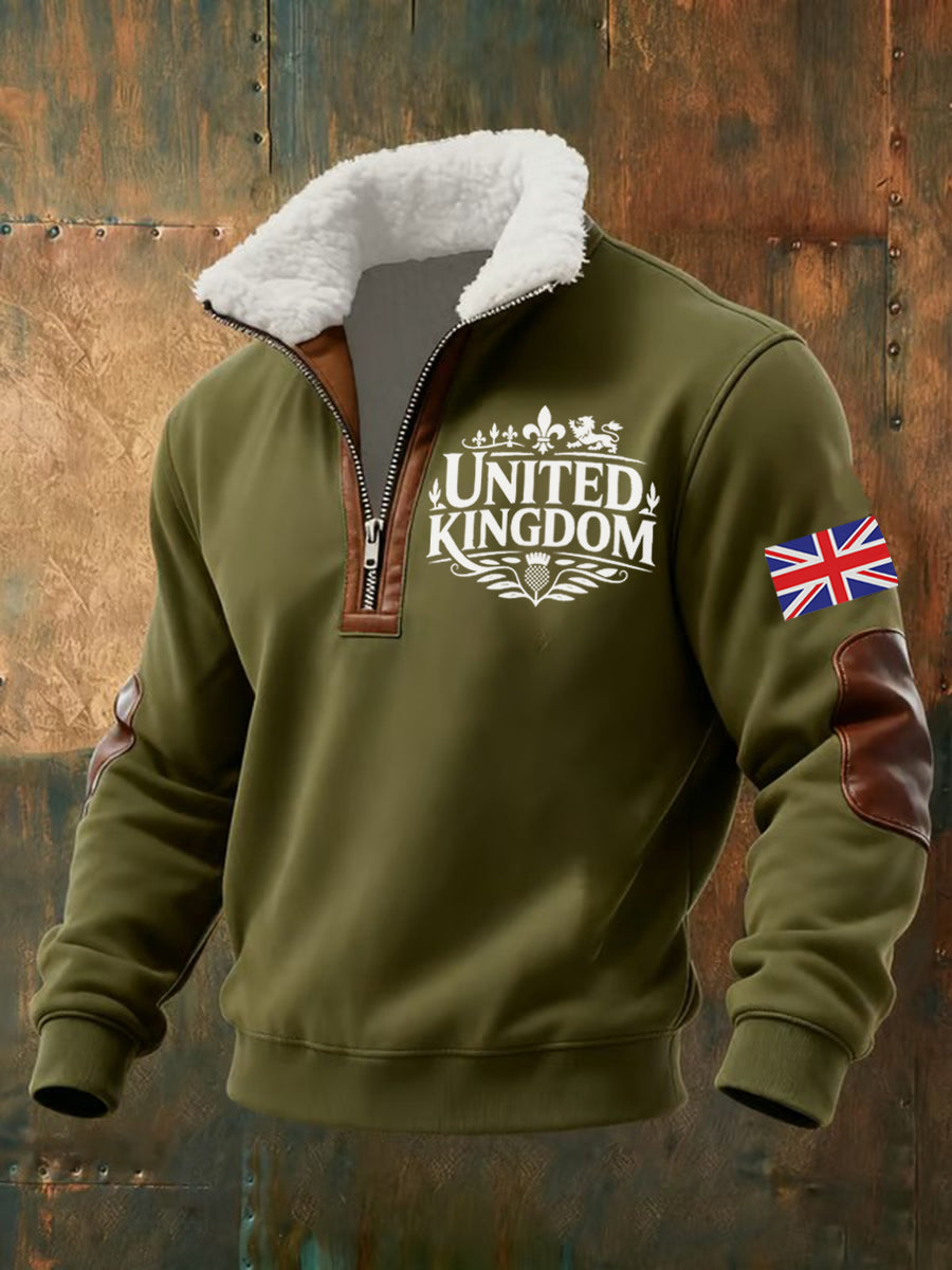 Men's Vintage England Flag Lion Printed Sweatshirt
